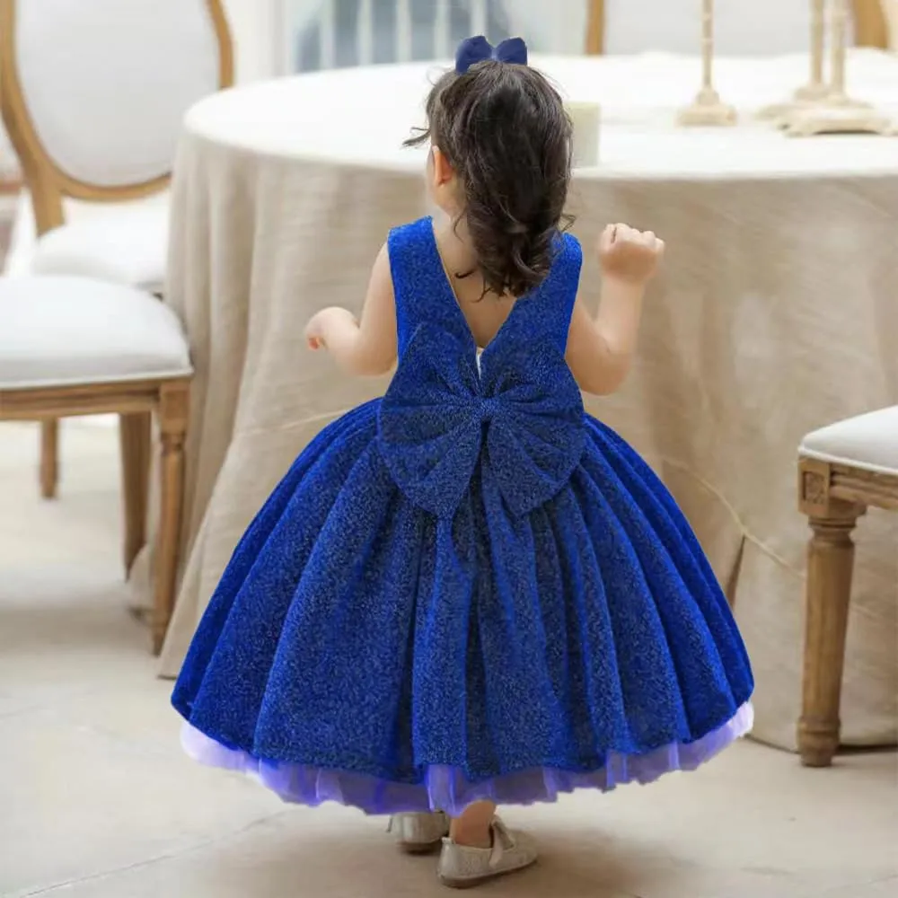 0-6T Baby Girls Dress Princess Dress Special Occasion Formal Gowns Backless Pageant Wedding Party Dresses with Headwear