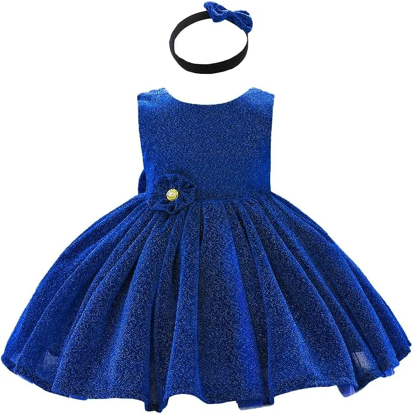 0-6T Baby Girls Dress Princess Dress Special Occasion Formal Gowns Backless Pageant Wedding Party Dresses with Headwear