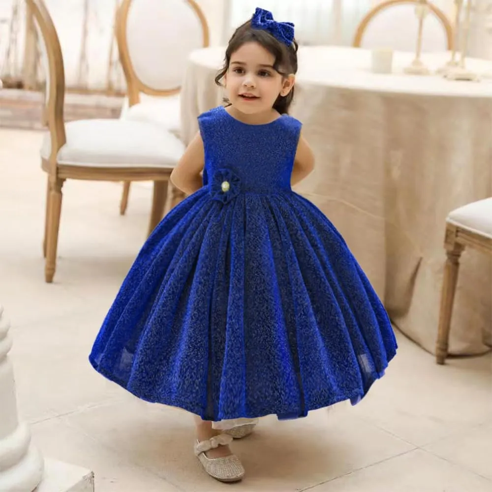 0-6T Baby Girls Dress Princess Dress Special Occasion Formal Gowns Backless Pageant Wedding Party Dresses with Headwear