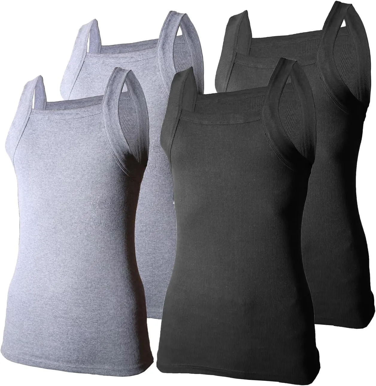 2-4 Packs Men's G-Unit Style Cotton Tank Tops Square Cut Muscle Rib A-Shirts