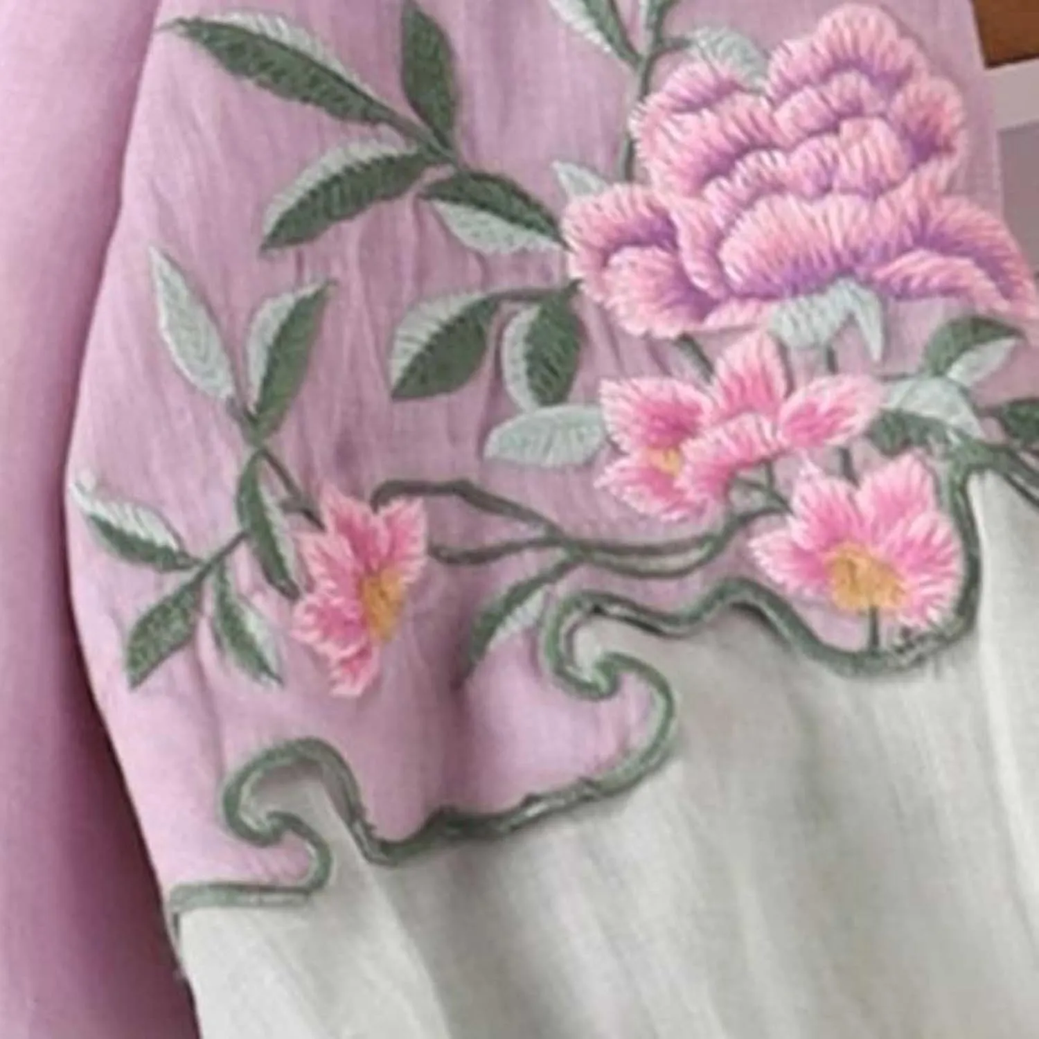 2025 Floral Embroidered Blouse Cotton Linen Tops Retro Chinese Frog Button Tees Traditional Mandarin Collar Shirts