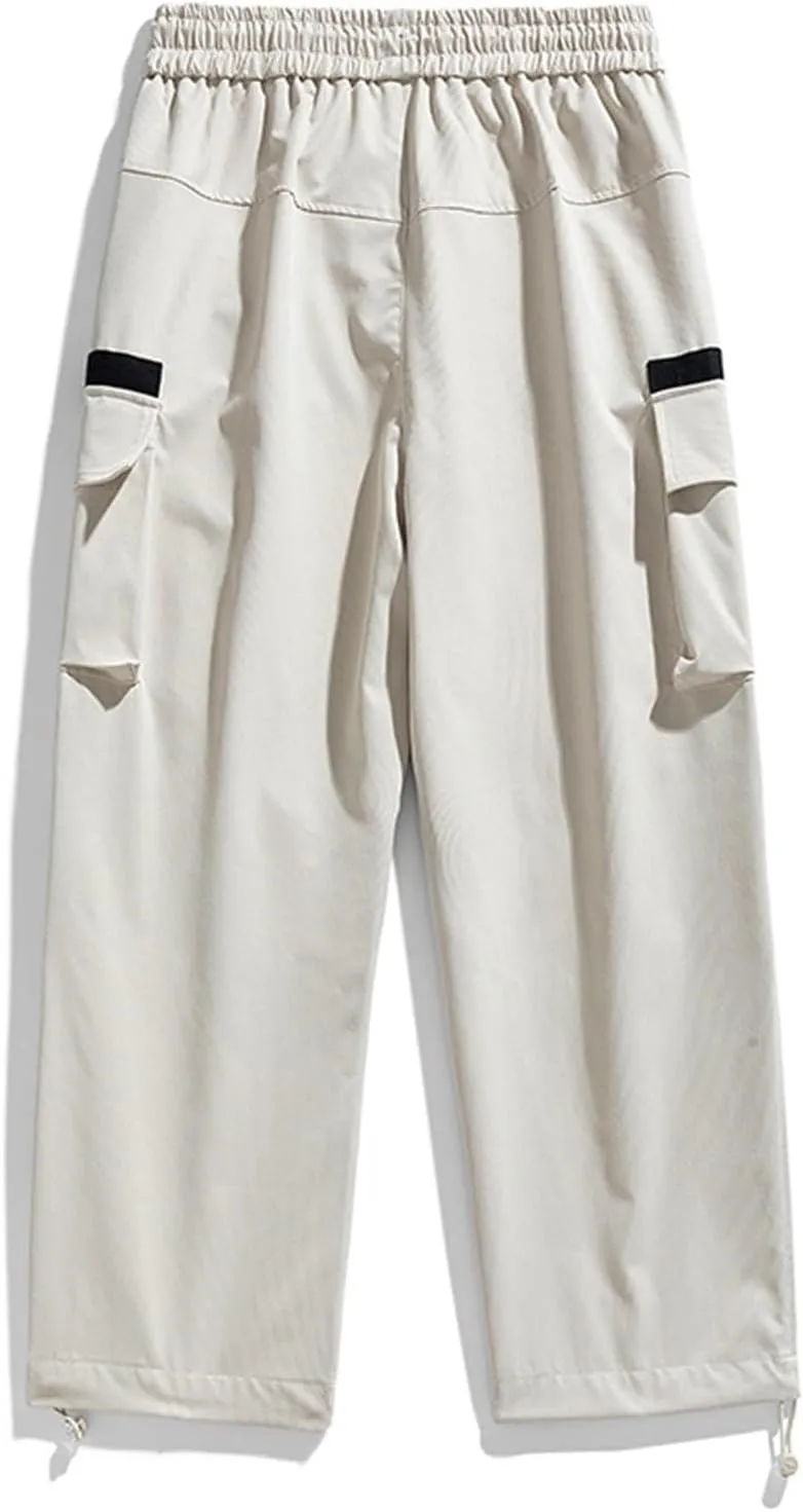 2025 Mens Wild Cargo Pants, Casual Combat Trousers Drawstring Elastic Waist Sweatpants Tactical Trouser Patchwork