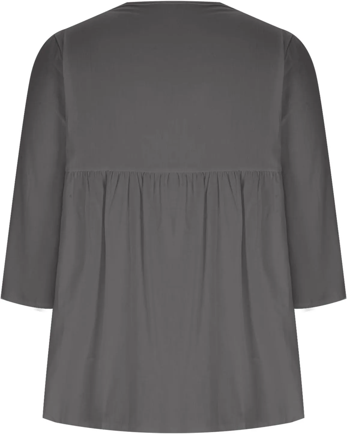 2025 Plus Size Linen Tops Peasant Shirts Women 3/4 Sleeve Dressy Tees Summer Crew Neck Loose Fit Flowy Tunics
