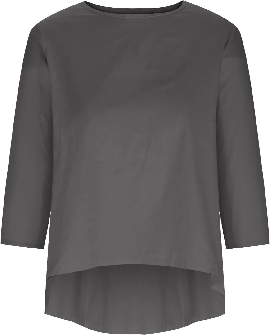 2025 Plus Size Linen Tops Peasant Shirts Women 3/4 Sleeve Dressy Tees Summer Crew Neck Loose Fit Flowy Tunics