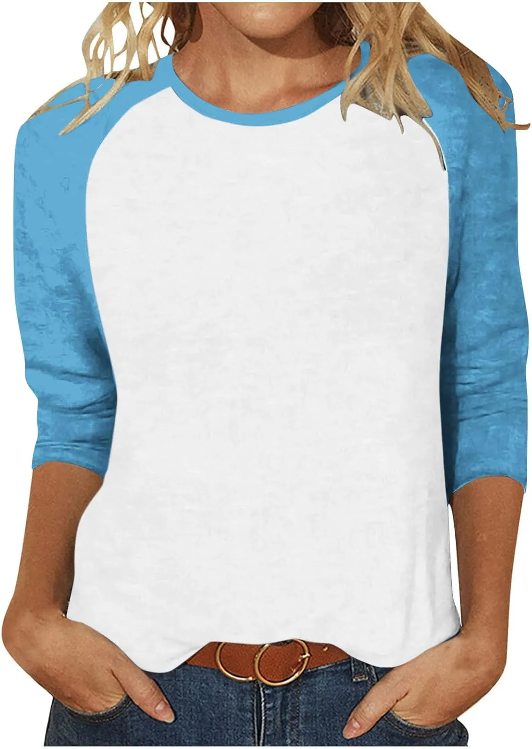 3/4 Length Sleeve Womens Baseball Jersey Tops Green and White Raglan Tshirt Three Quarter Sleeve Casual Style Tees