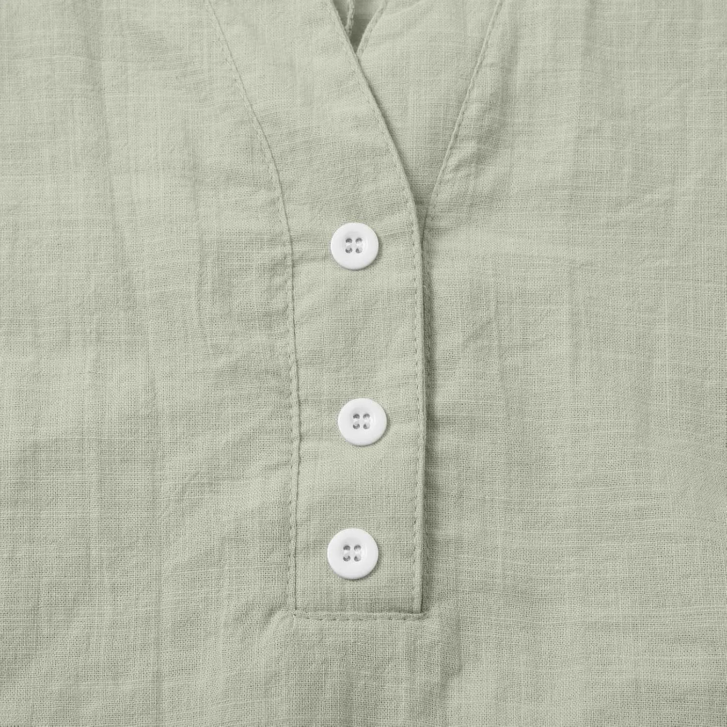 3/4 Sleeve Cotton Linen Tops for Women 2025 Loose Notched V Neck Button Down Henley Shirts Summer Beach Tee Tunic Blouse