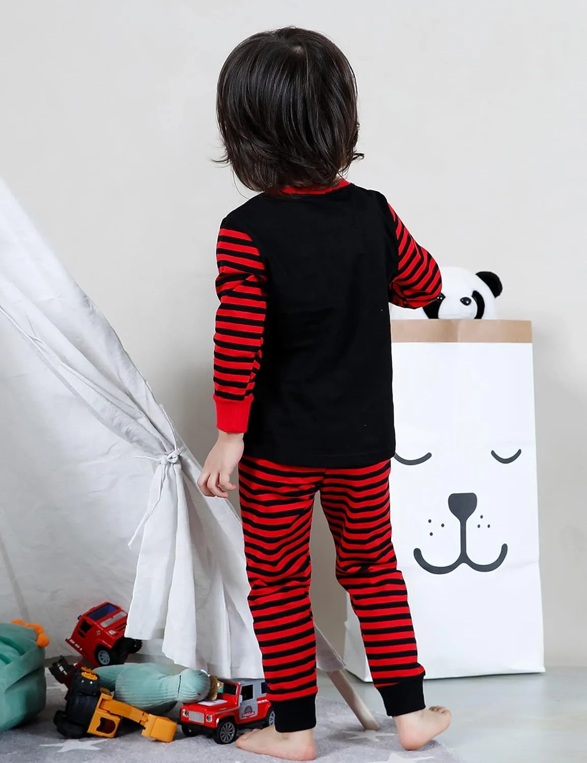 A&J DESIGN Pure Cotton Printed Pjs for 2-14 Years Kids, 2-Piece Long-Sleeved Pajamas Set
