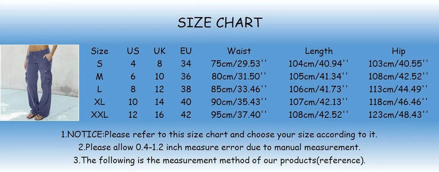 Adjustable Straight Fit Cargo High Waist Baggy Hiking Pant with Multi Pockets Women Wide Leg Parachute Trousers