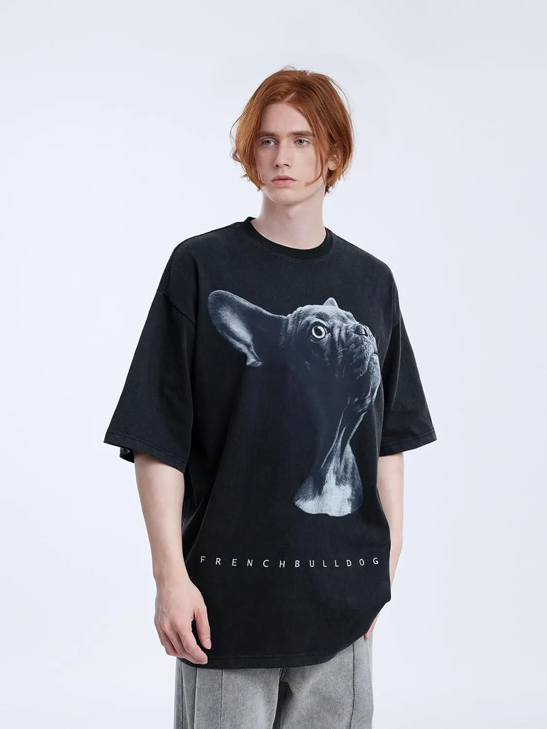 Aelfric Eden Graphic Tees Men Oversized Doberman Shirt Washed Vintage Streetwear Casual Summer Tops T-Shirt Unisex