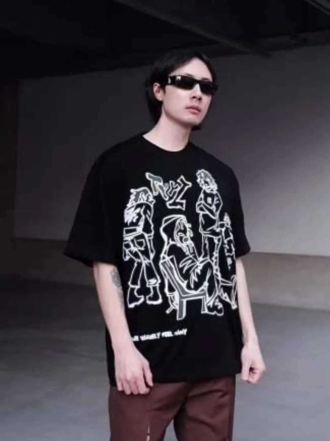 Aelfric Eden Graphic Tees Y2k Cartoon Printed Womens Oversized T Shirt Vintage Tees Men Unisex Aesthetic Streetwear Shirts