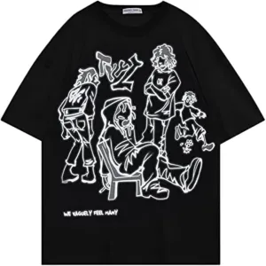 Aelfric Eden Graphic Tees Y2k Cartoon Printed Womens Oversized T Shirt Vintage Tees Men Unisex Aesthetic Streetwear Shirts