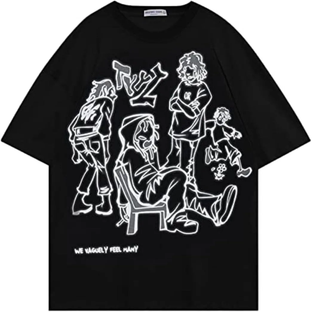 Aelfric Eden Graphic Tees Y2k Cartoon Printed Womens Oversized T Shirt Vintage Tees Men Unisex Aesthetic Streetwear Shirts