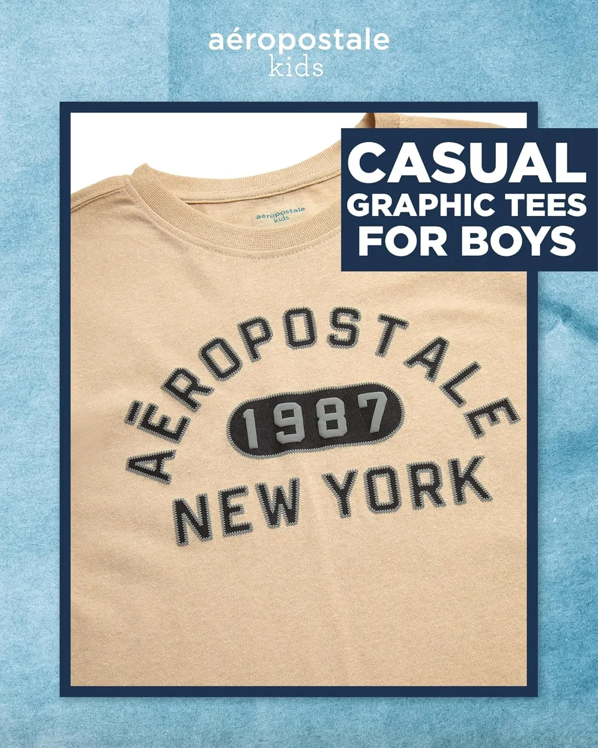 AEROPOSTALE Boys' Graphic T-Shirt - Short Sleeve Kids Crewneck Pullover Tees - Casual Graphic T-Shirts for Boys (Sizes: 8-16)
