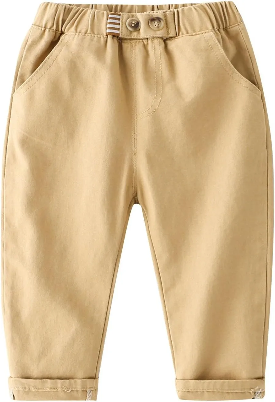 AIMAOMI Toddler Boys Corduroy Pants Cargo Sweatpants Solid Elastic Waist Casual Long Comfy Trousers Summer Clothes