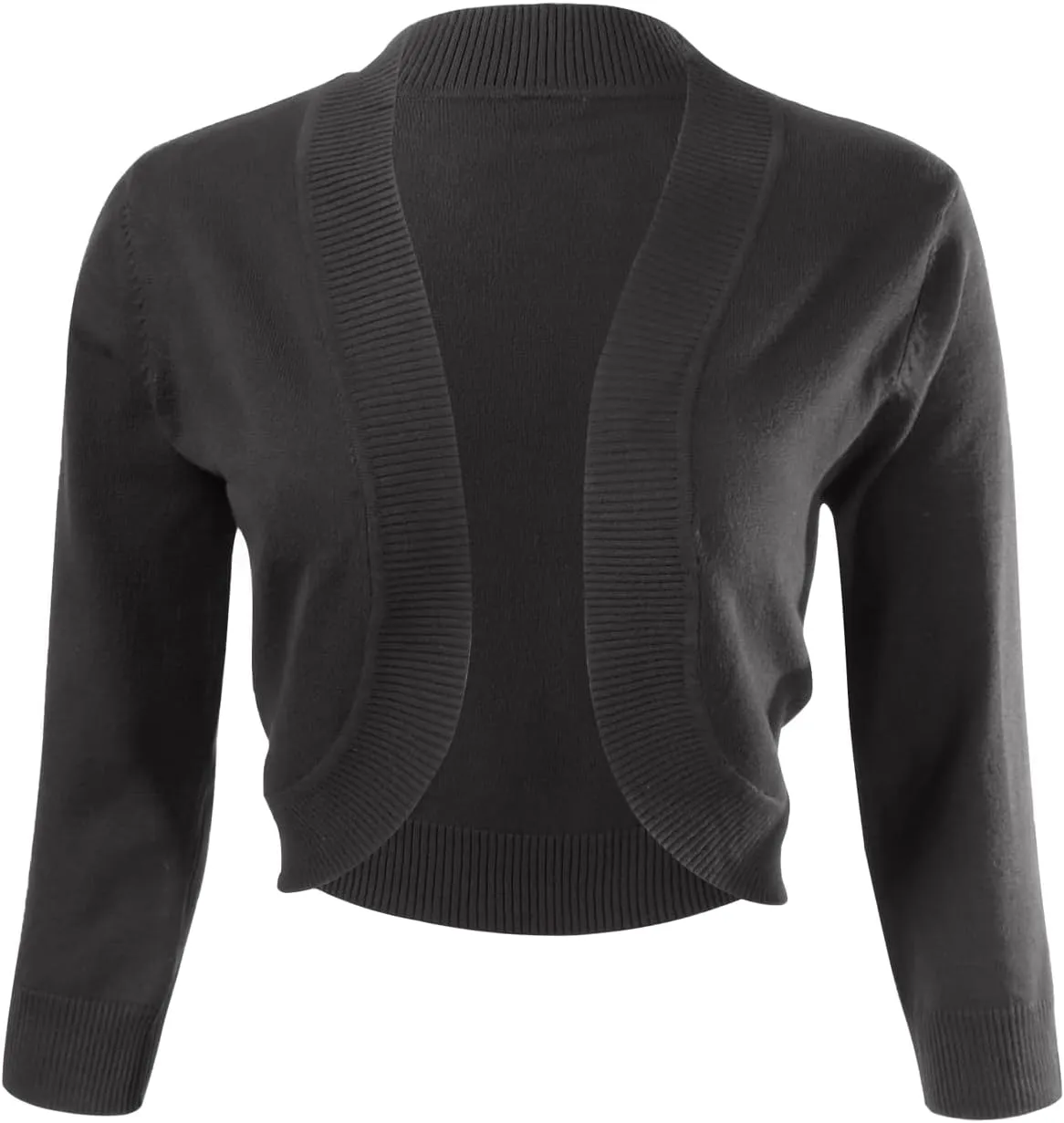 Allsense Women's 3/4 Sleeve V-Neck Cropped Bolero Shrug Cardigan