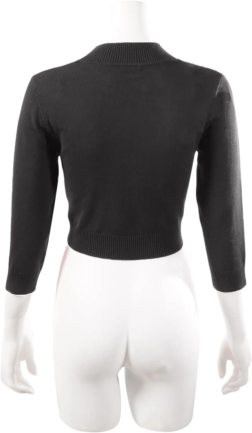Allsense Women's 3/4 Sleeve V-Neck Cropped Bolero Shrug Cardigan