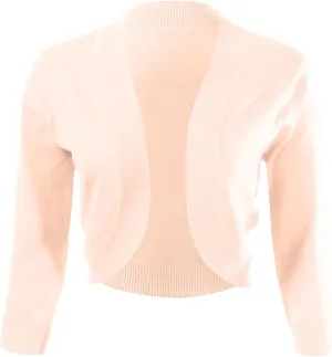 Allsense Women's 3/4 Sleeve V-Neck Cropped Bolero Shrug Cardigan