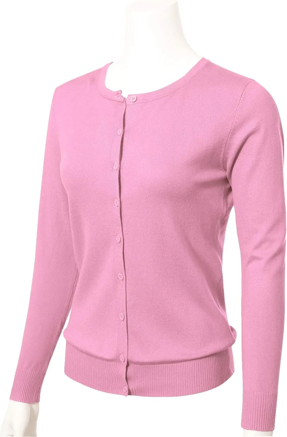 Allsense Women's Long-Sleeve Lightweight Crewneck Cardigan Sweater