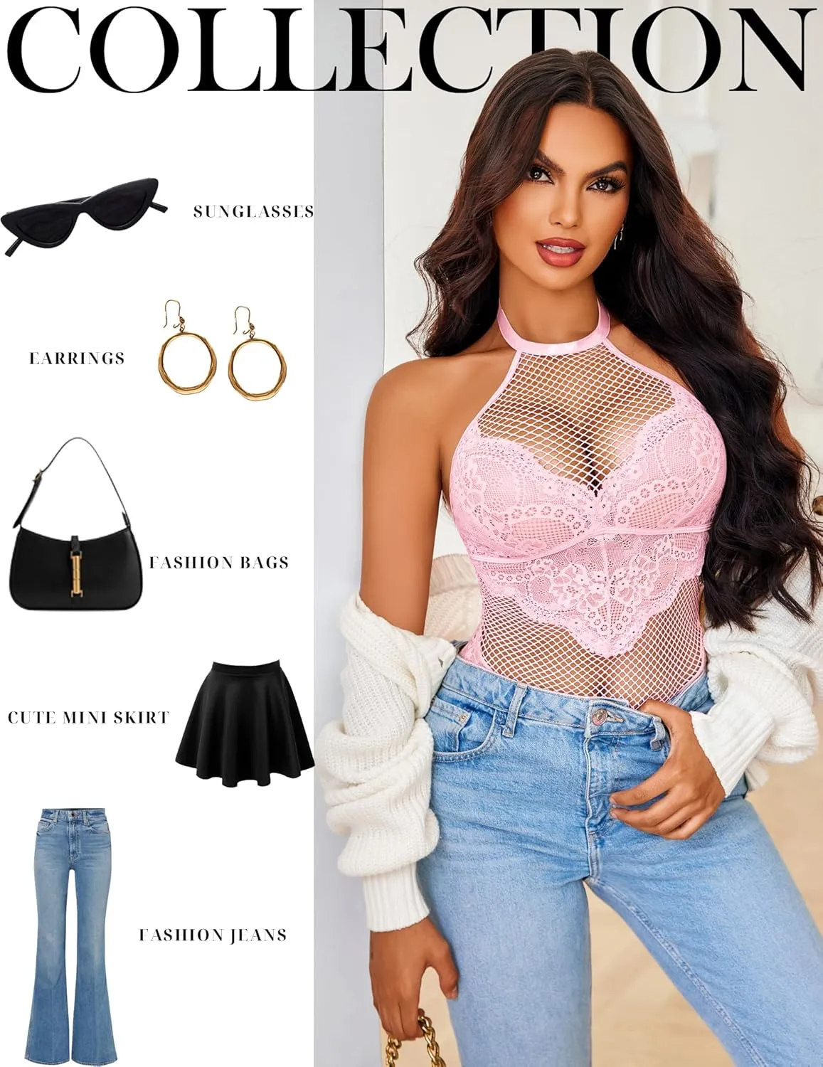 Avidlove Lace Lingerie for Women Mesh One Piece Babydoll Bodysuit Halter Teddy Underwear