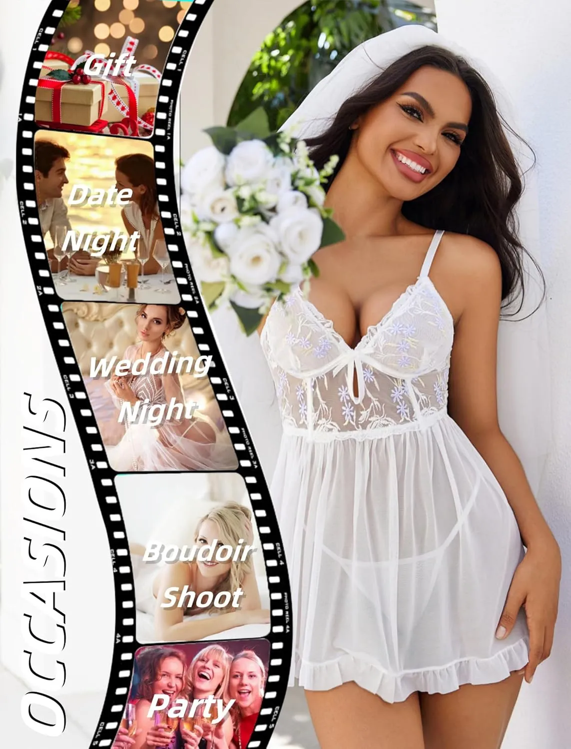 Avidlove Lingerie for Women Back Open Babydoll Nightwear Sexy Sleepwear Chemise S-XXL