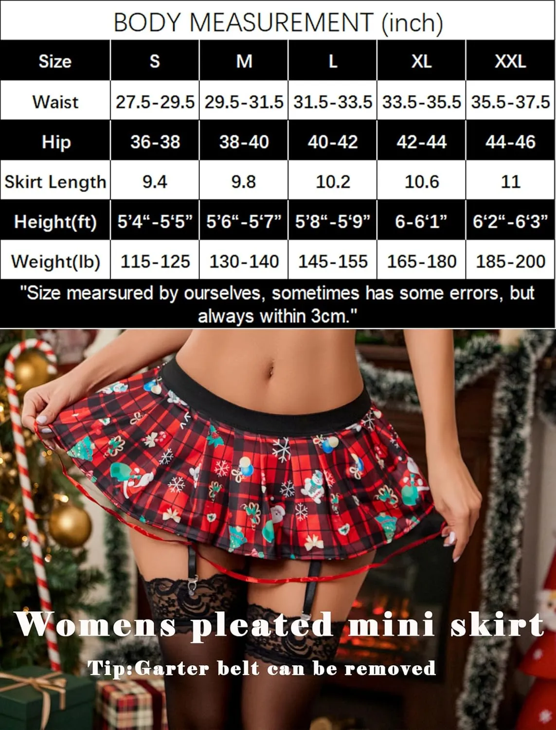 Avidlove Women Lingerie Role Play Pleated Costume Mini Skirt with Garter Schoolgirl Outifts