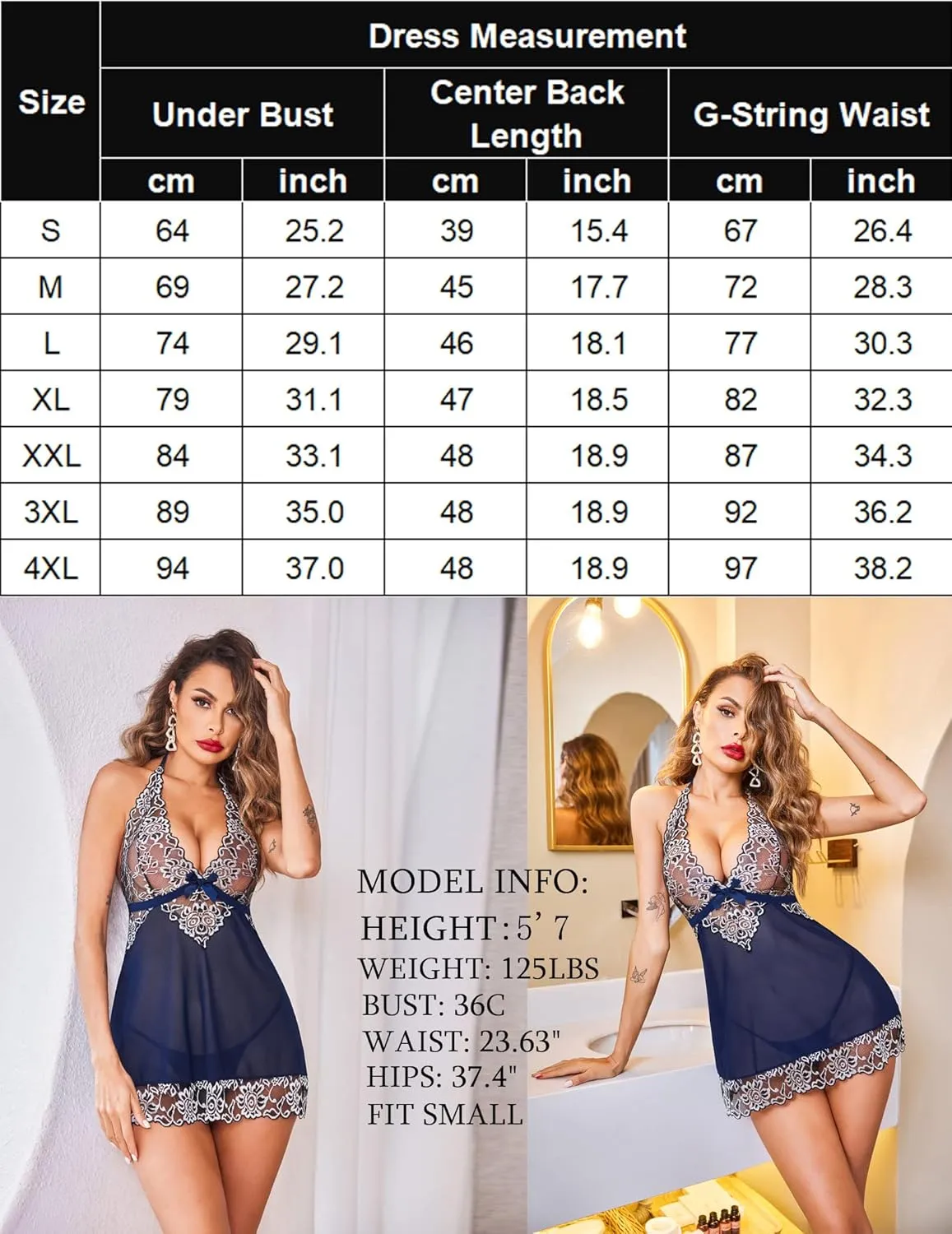 Avidlove Women V-Neck Lingerie Lace Babydoll Mesh Chemise Nightwear Outfits S-4XL