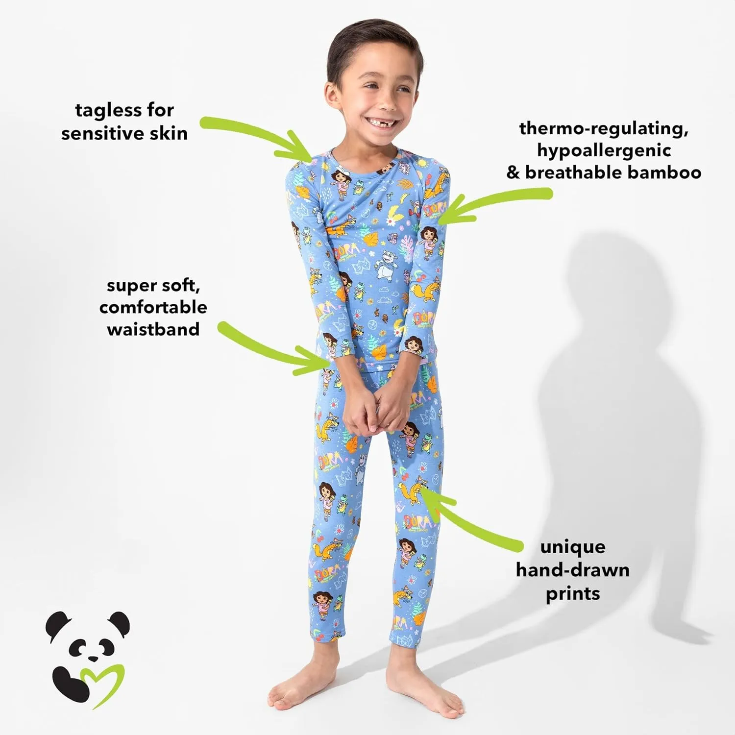 Bellabu Bear Dora Rayon from Bamboo Two-Piece Pajamas for Boys & Girls