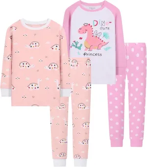 Benaive Girls Pajamas Long Sleeves Sets Halloween Christmas Pjs for Girl Holiday PJs Cotton Kids Sleepwear Size 2T-12 Years
