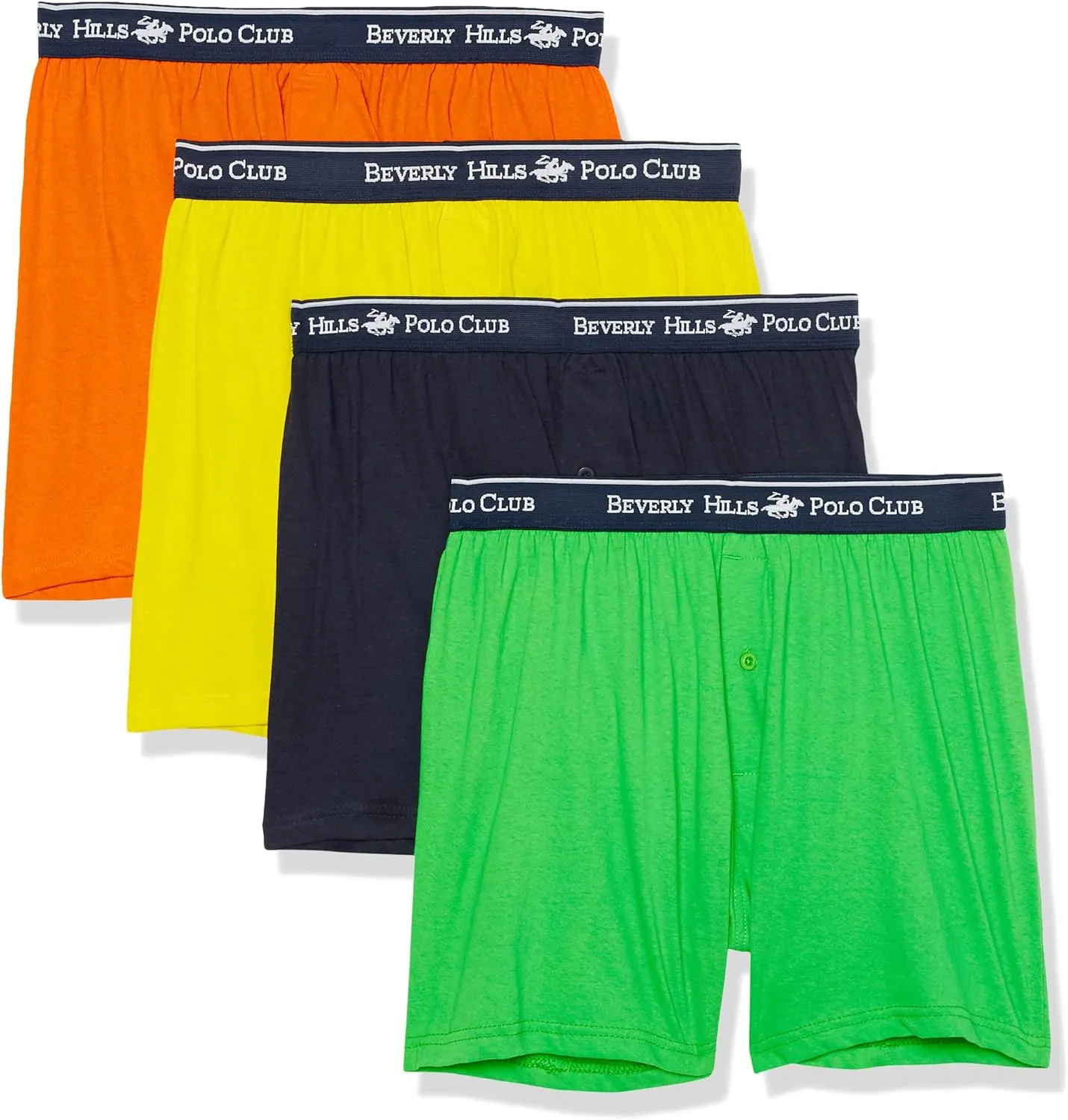 Beverly Hills Polo Club Men's 4 Pack Comfort Knit Boxer Vibrant