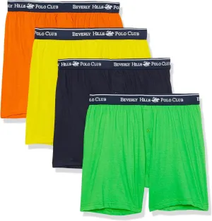 Beverly Hills Polo Club Men's 4 Pack Comfort Knit Boxer Vibrant