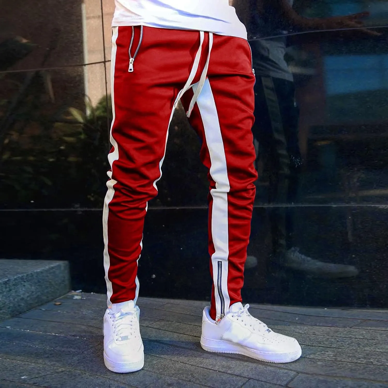 Big and Tall Sweatpants for Men Cargo Sweatpants Stretch Elastic Waist Baggy Workout Jogger Pants Drawstring Straight
