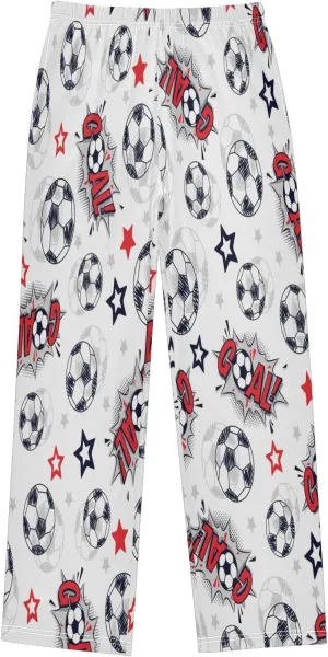 Boys' Pants Football Ball Red Stars Long Bottoms Watercolor Soccer Jogger Pants Elastic Waist Trousers with Pockets S