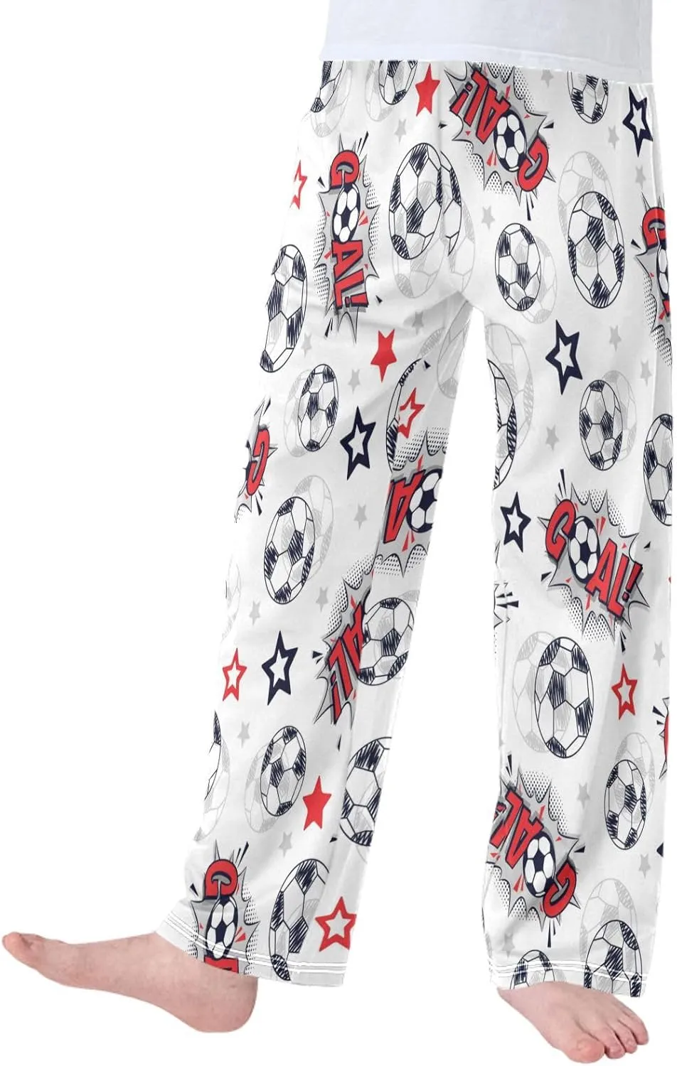 Boys' Pants Football Ball Red Stars Long Bottoms Watercolor Soccer Jogger Pants Elastic Waist Trousers with Pockets S