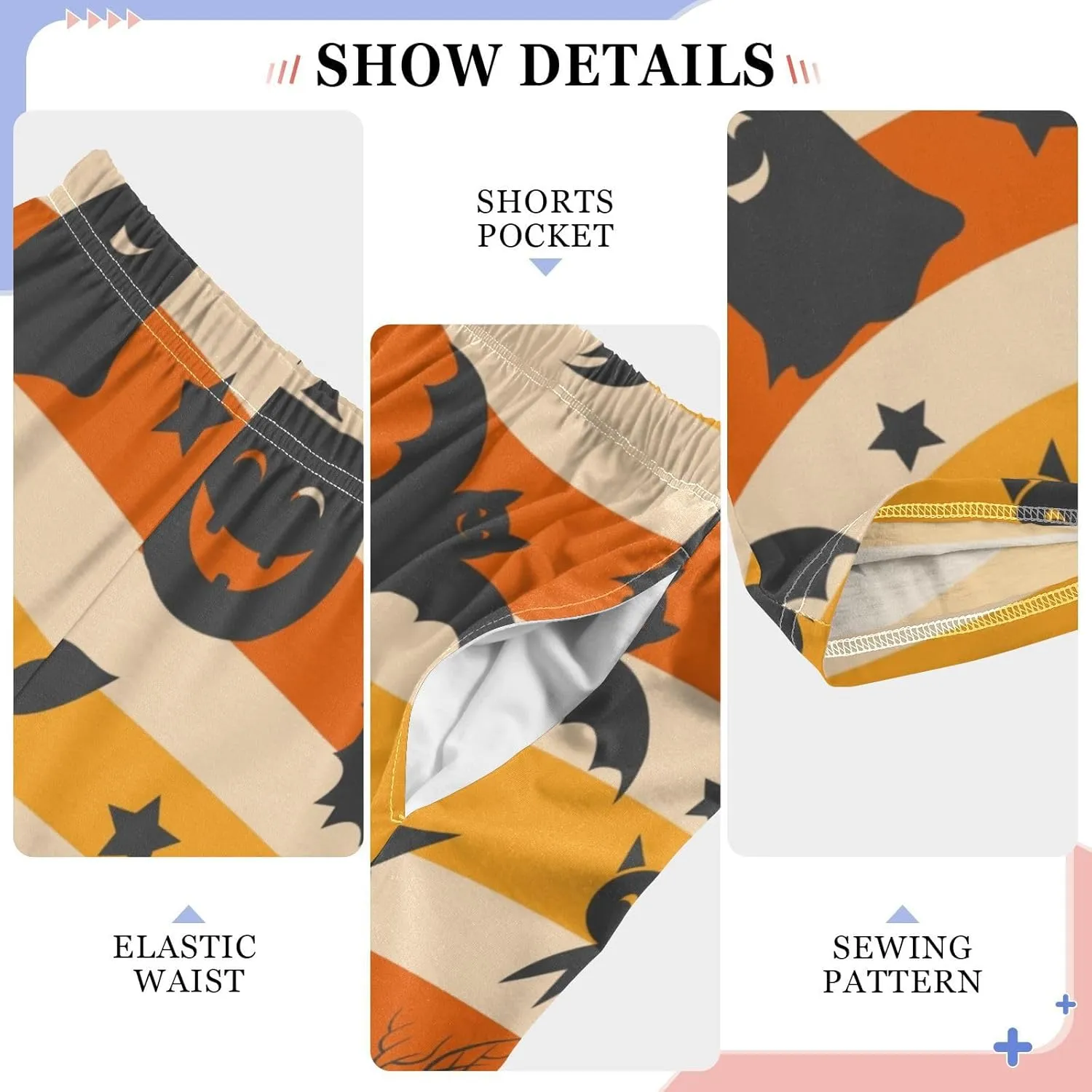 Boys' Pants Halloween Owl Ghost Pumpkin Long Bottoms Strip Horror Broom Bat Stars Jogger Pants Elastic Waist Trousers S