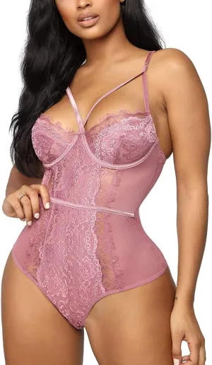 Buitifo Womens Sexy Bodysuit Lingerie One Piece Babydoll V Neck Teddy Snap Crotch