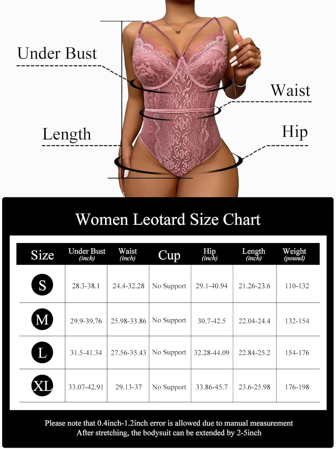 Buitifo Womens Sexy Bodysuit Lingerie One Piece Babydoll V Neck Teddy Snap Crotch