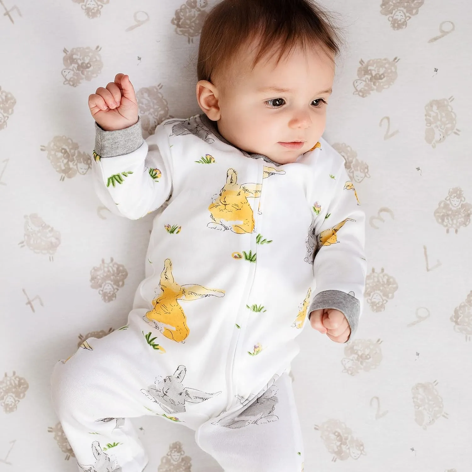 Burt's Bees Baby Boys' Sleep & Play PJs, 100% Organic Cotton One-Piece Zip Front Jumpsuit, Baby Boys Footie Pajamas & PJs