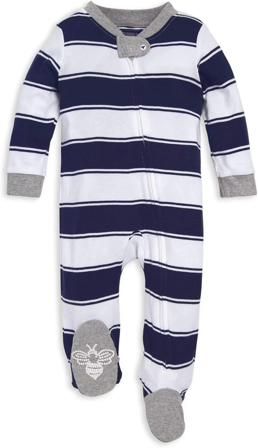 Burt's Bees Baby Boys' Sleep & Play PJs, 100% Organic Cotton One-Piece Zip Front Jumpsuit, Baby Boys Footie Pajamas & PJs