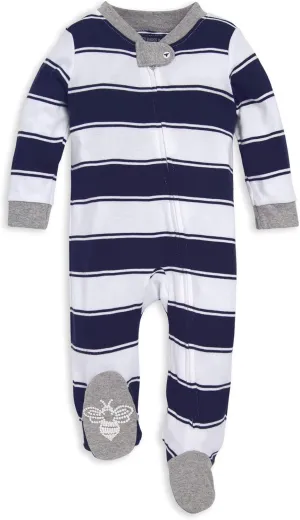 Burt's Bees Baby Boys' Sleep & Play PJs, 100% Organic Cotton One-Piece Zip Front Jumpsuit, Baby Boys Footie Pajamas & PJs