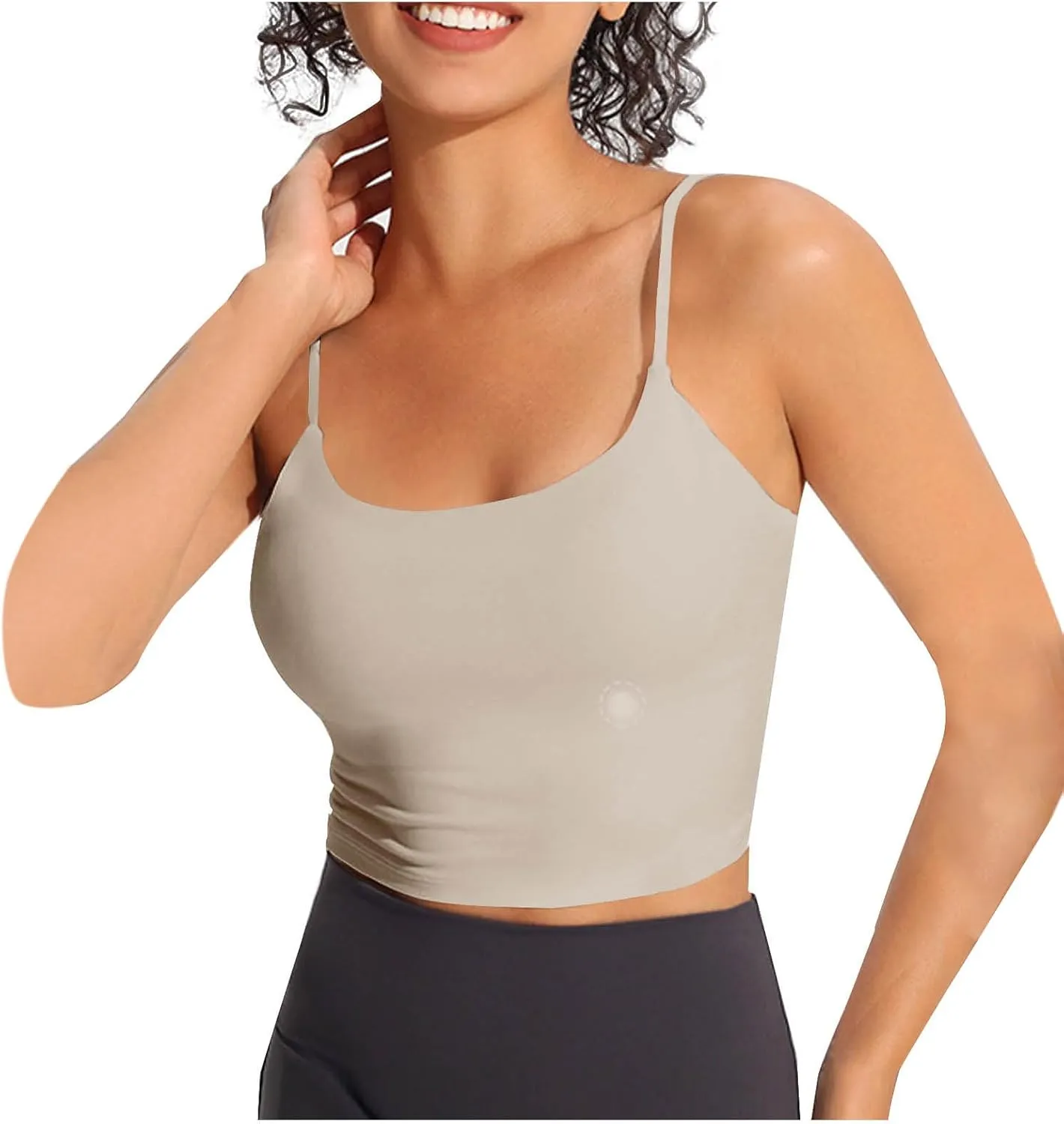 Camisole Top for Women with Bulit in Removable Bra Summer Spaghetti Strap Tanks Womens Workout Yoga Basic Cami Vest