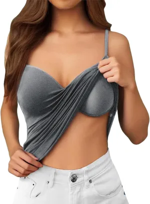 Camisole Tops for Women Wtih Shelf Bra Adjustable Strap Workout Yoga Shirt Summer Tank Top Layer Padded Bra