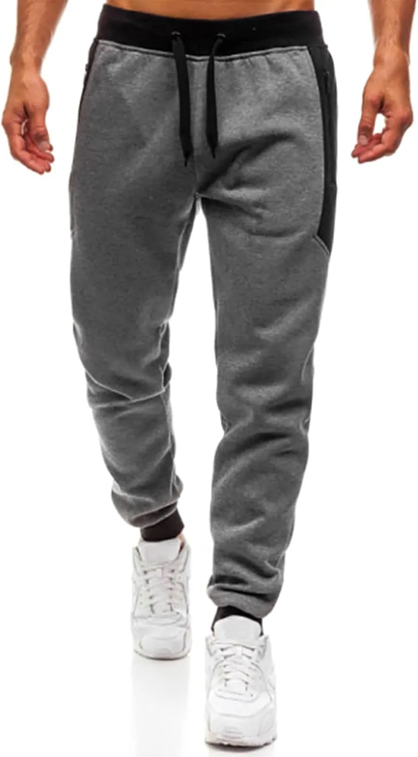 Cargo Pants for Men Joggers Hip Hop Tapered Gym Running Workout Pants Letter Print Fleece Casual Joggers with Pockets
