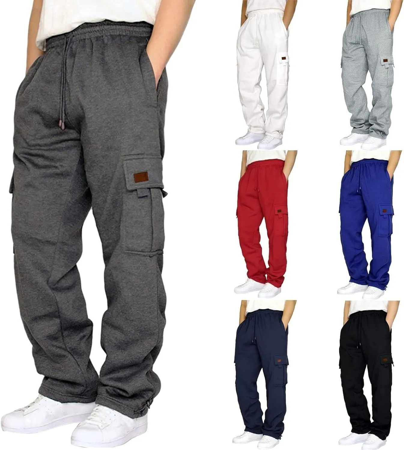 Cargo Pants for Men Relaxed Fit Pockets Men's Graphic Sweatpants Athletic Gym Running Workout Pants Drawstring Jogger