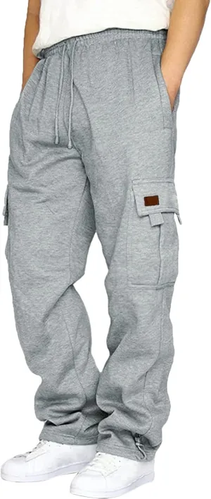 Cargo Pants for Men Relaxed Fit Pockets Men's Graphic Sweatpants Athletic Gym Running Workout Pants Drawstring Jogger