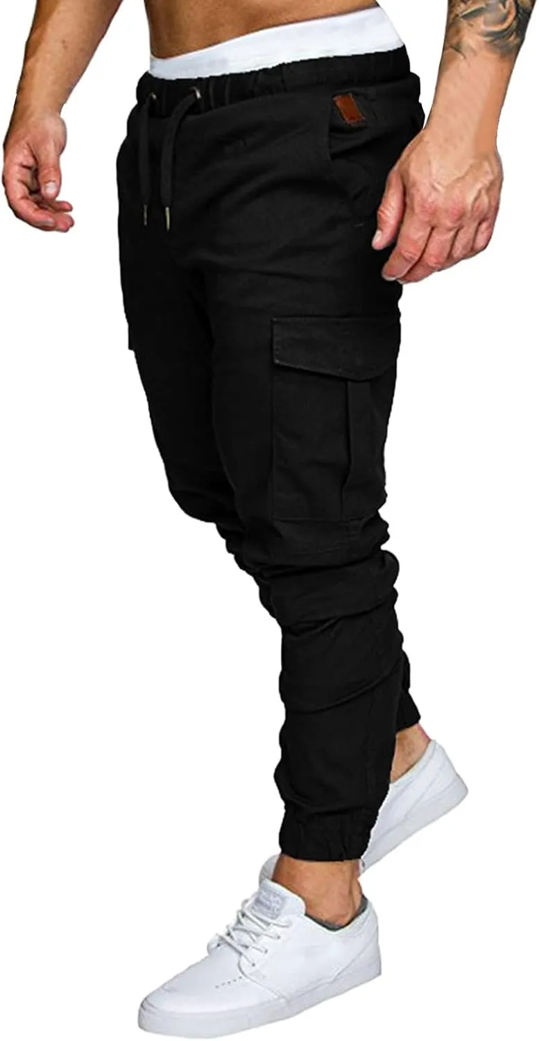 Cargo Sweatpants for Men Hiking Pants Sweatpants Men Men's Sweatpants Overalls Drawstring Multi Pocket Hiking Cotton