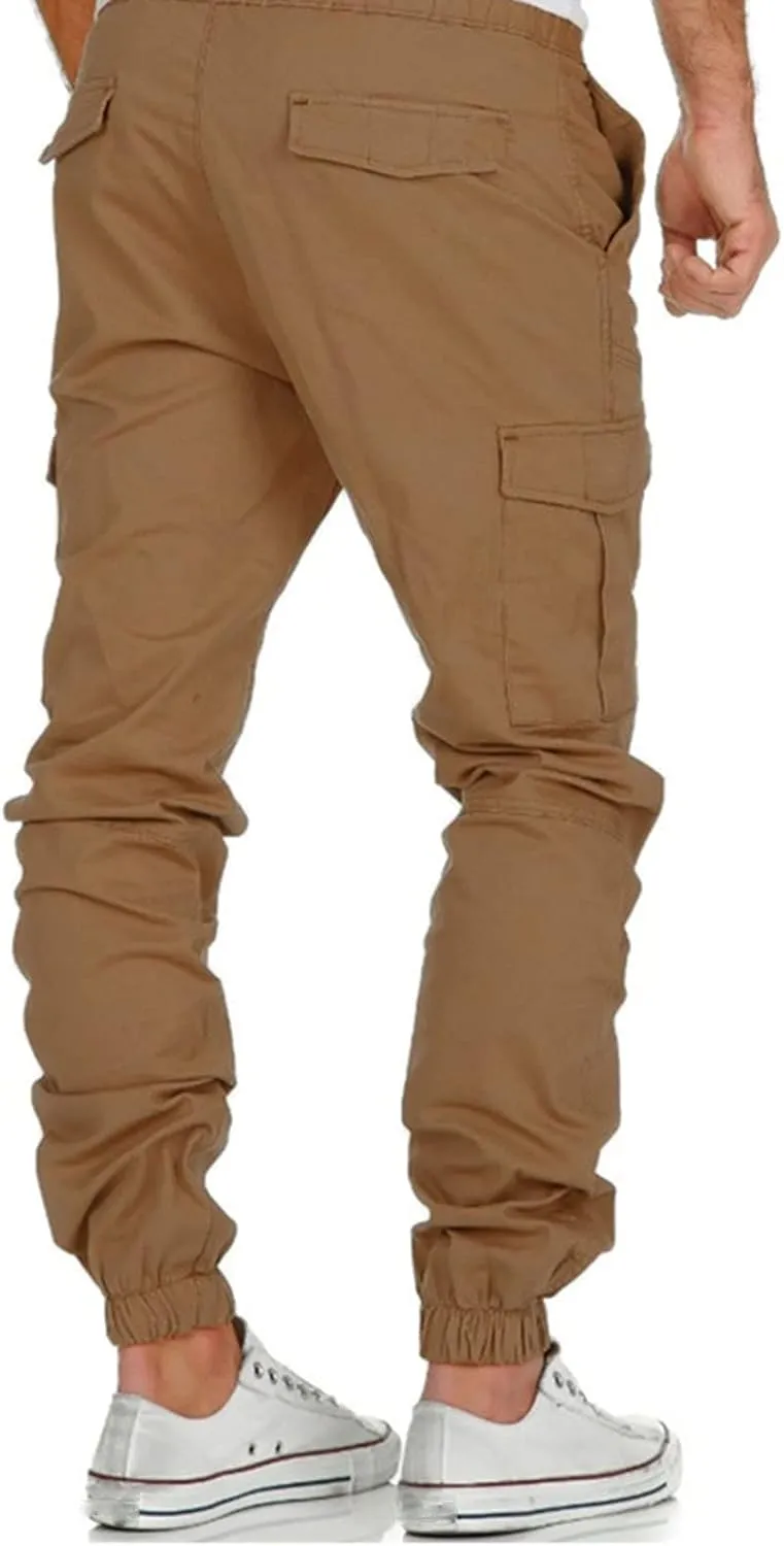 Cargo Sweatpants for Men Mens Lounge Pants Men's Fleece Lined Cargo Sweatpants Open Bottom Straight Leg Casual Loose