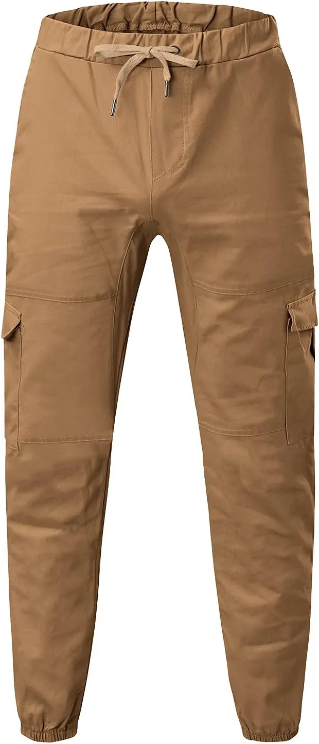 Cargo Sweatpants for Men Mens Lounge Pants Men's Fleece Lined Cargo Sweatpants Open Bottom Straight Leg Casual Loose