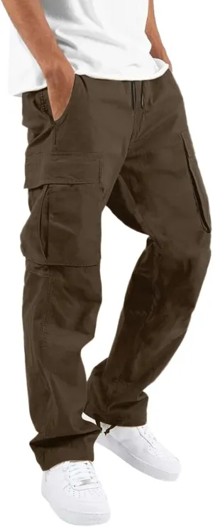 Cargo Trousers for Men Casual Multi Pockets Outdoor Straight Type Fitness Work Sport Trousers Men's Cargo Sweatpants