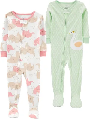 Carter's Baby Girls' 2-Pack Cotton Footed Pajamas