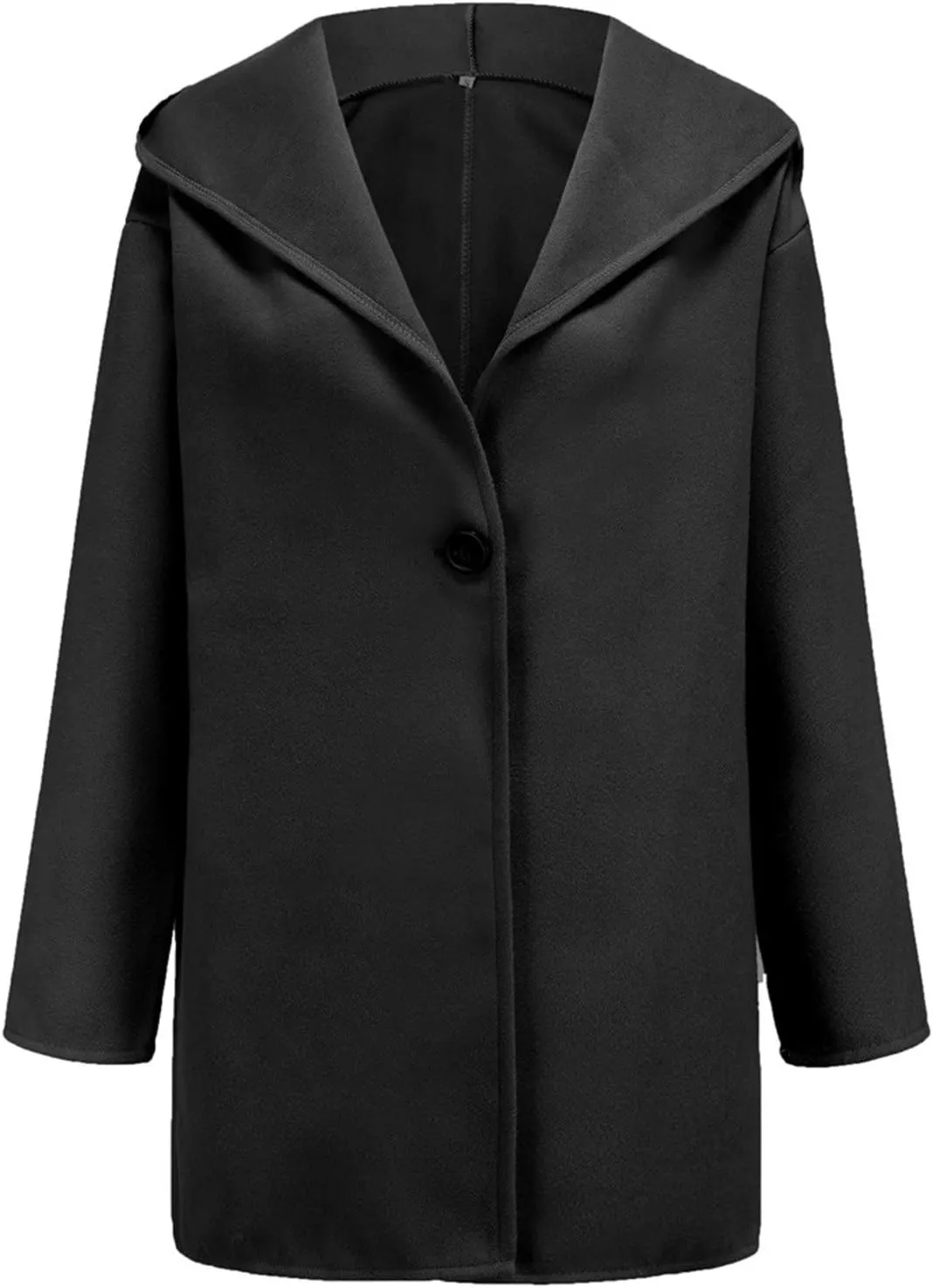 cooki Trench Coat for Women 2023 Hooded Woolen Coat Long Sleeve Loose Lapel Windproof Pea Coat Winter Warm Oversized Jackets